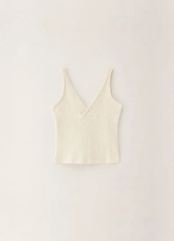 Knitted Embroidery Sleeveless - Ivory