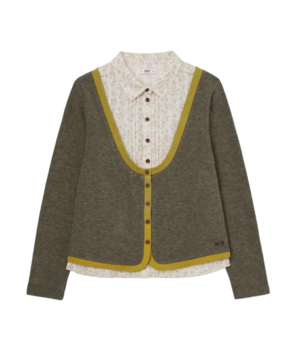 SHIRTS LAYERED CARDIGAN [OLIVE]