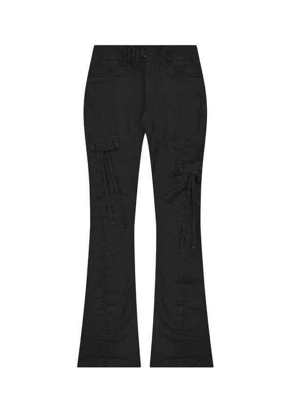 [5TH] WASHED SHIRRING CARGO PANTS, BLACK