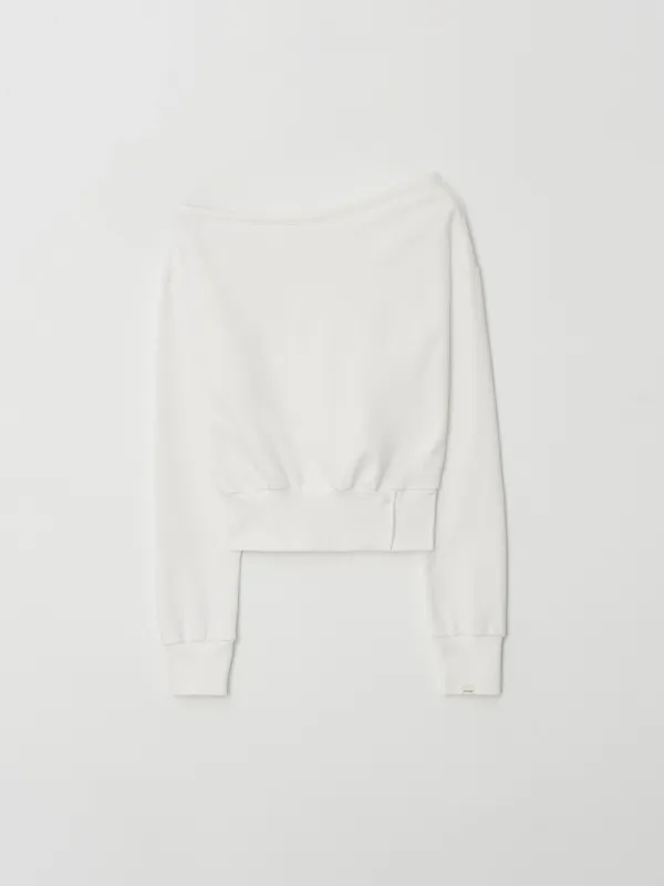 One-shoulder button sweatshirt (Ivory)