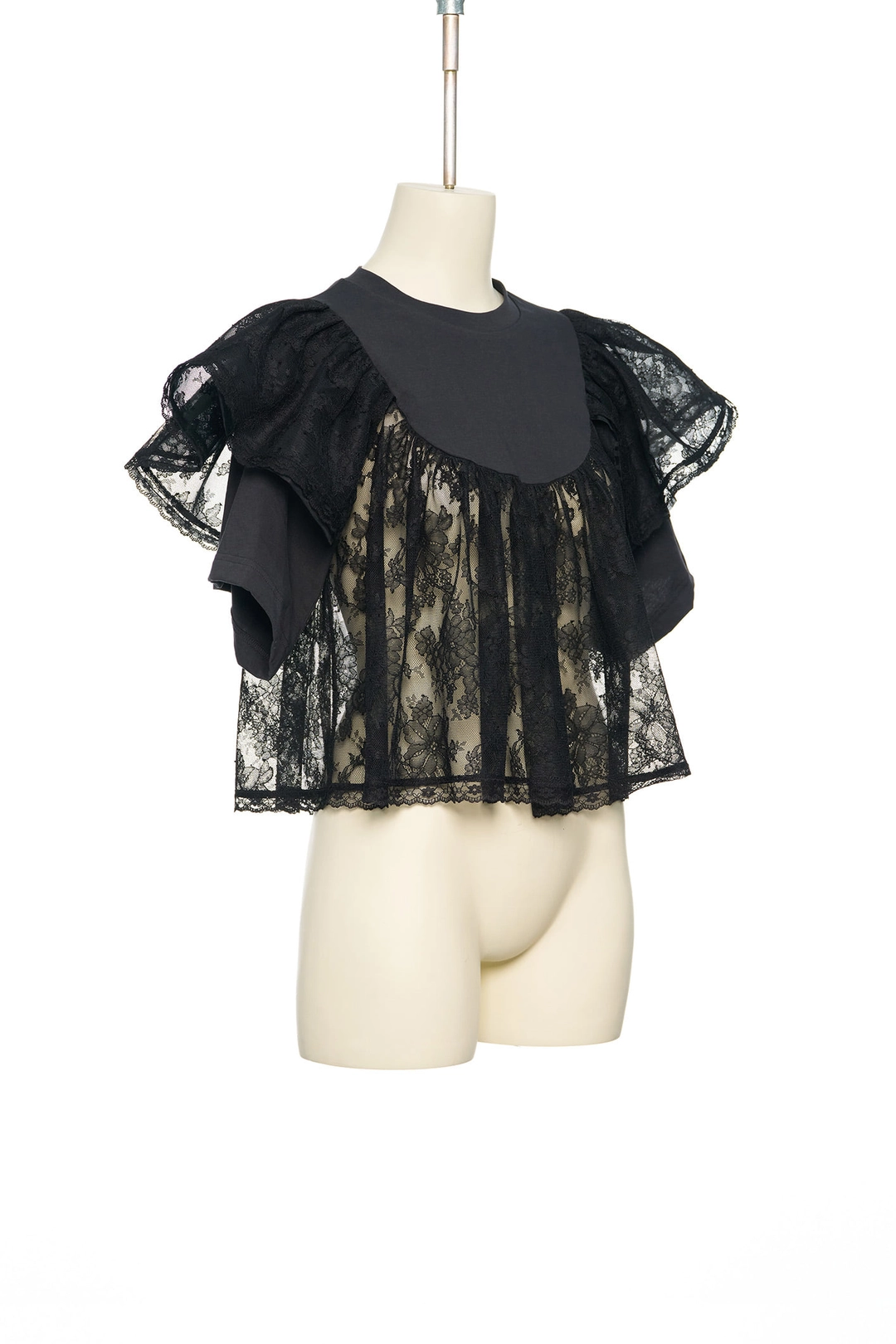 푸쉬버튼 PS26 BLACK CROPPED LACE LAYERED TOP 상품 이미지 2