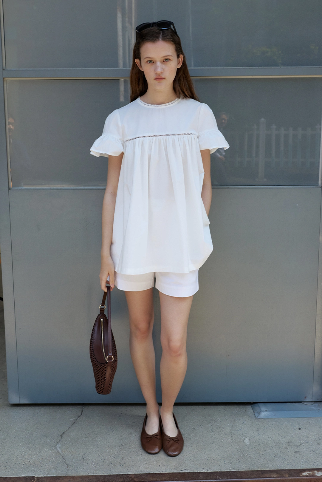 브렌다 브렌든 renee shirring blouse - white 상품 이미지 2