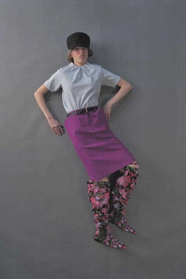 PF26 PURPLE STRUCTURED PANEL SKIRT
