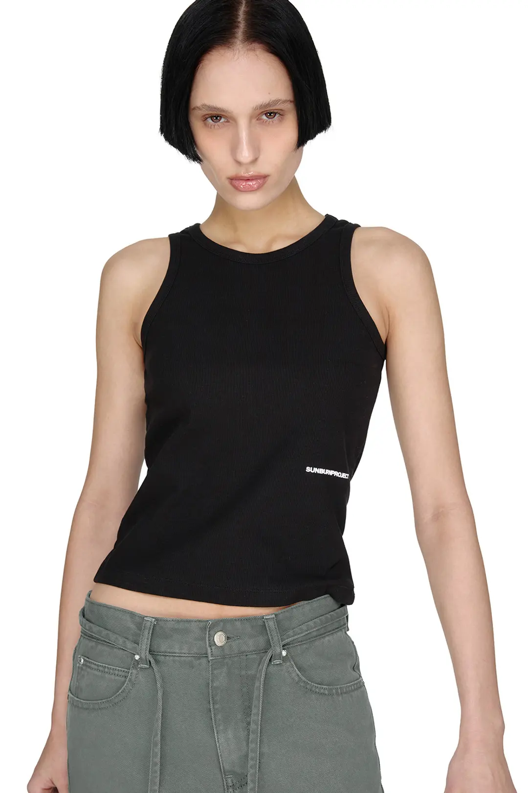 썬번프로젝트 BACK DETAIL SLEEVELESS TOP, BLACK 상품 이미지 2
