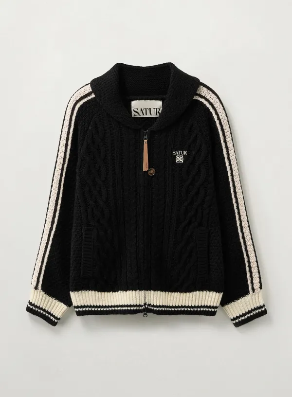 (W) Lawton Cowichan Knit Cardigan - Black