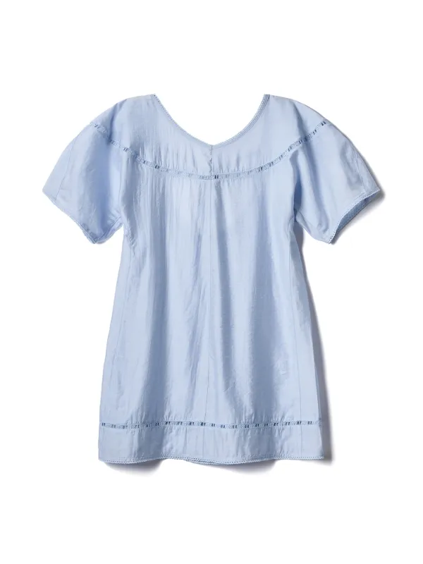 Balloon Sleeve Lace Dress - Sky Blue