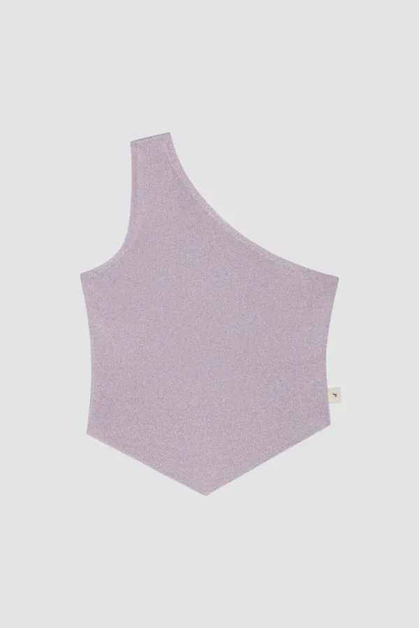 ONE SHOULDER METAL KNIT TOP_LILAC