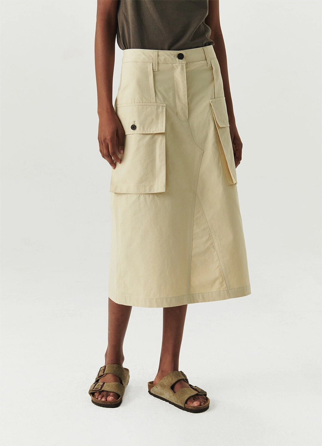 르바 French Cotton Chino Skirt - Beige 상품 이미지 2