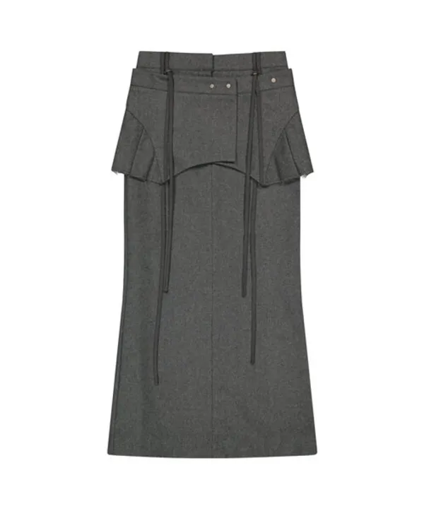 Layered Wool Skirt / Grey
