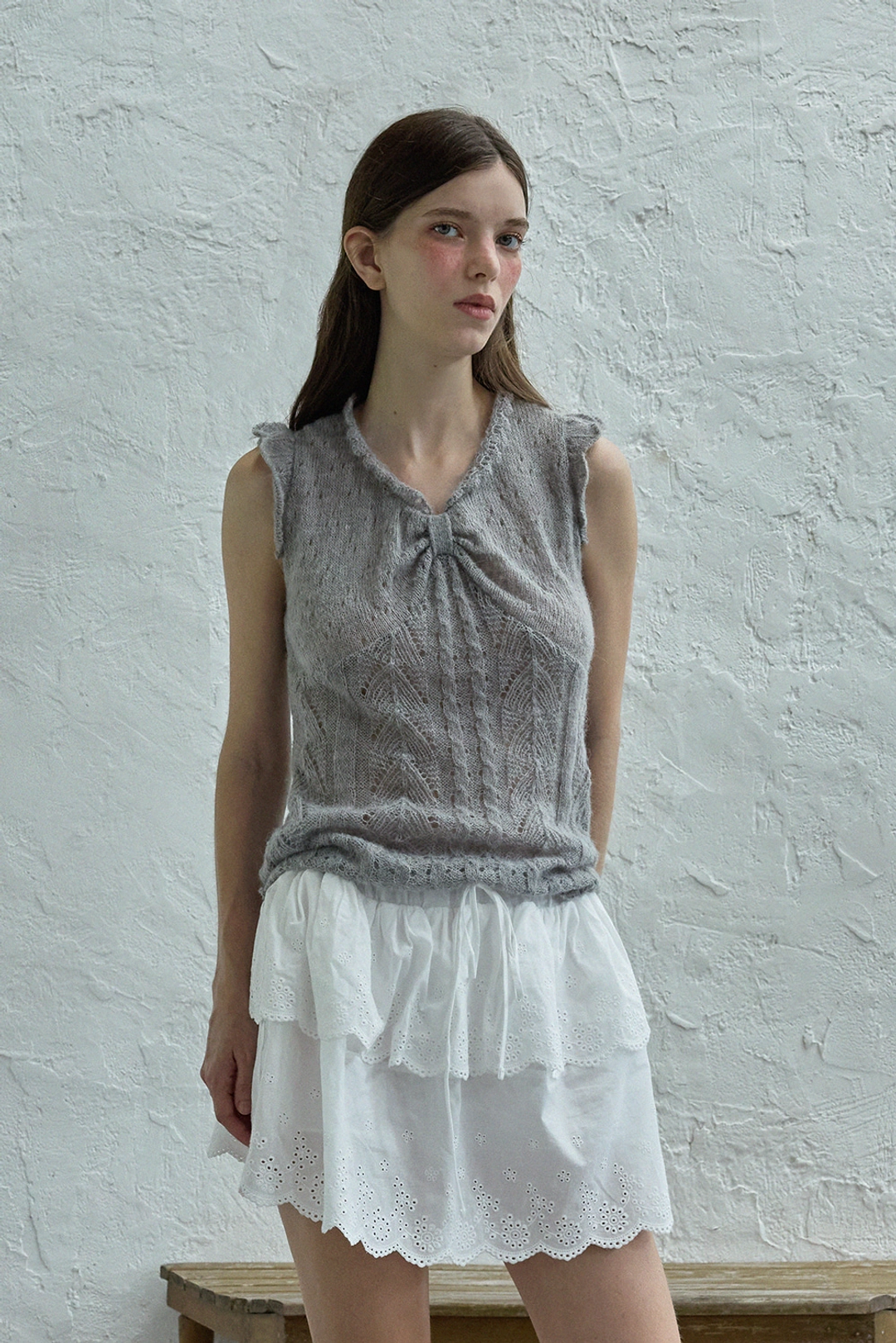위드아웃썸머 Ribbon sleeveless knit_gray 상품 이미지 2