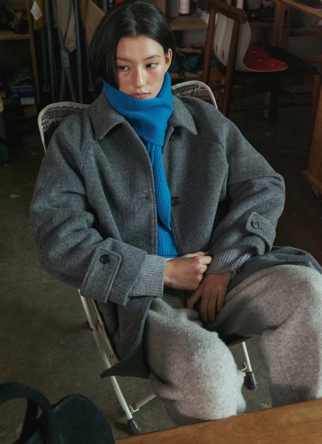 스텝어라운드 Cashmere Sunday Blue Muffler 상품 이미지 2
