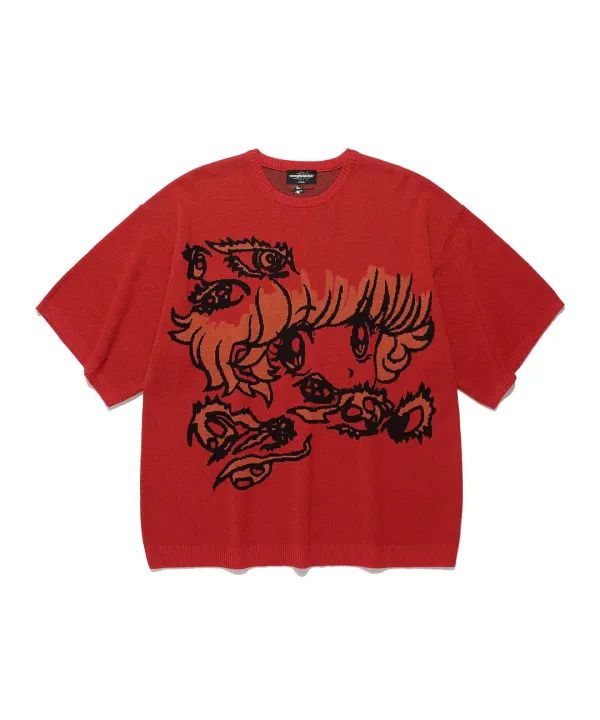 ghost eyes big big knit tee[red]