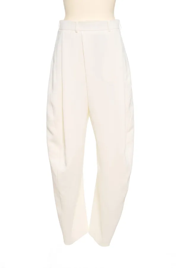 PF25 WHITE TAPERED TUCK PANTS