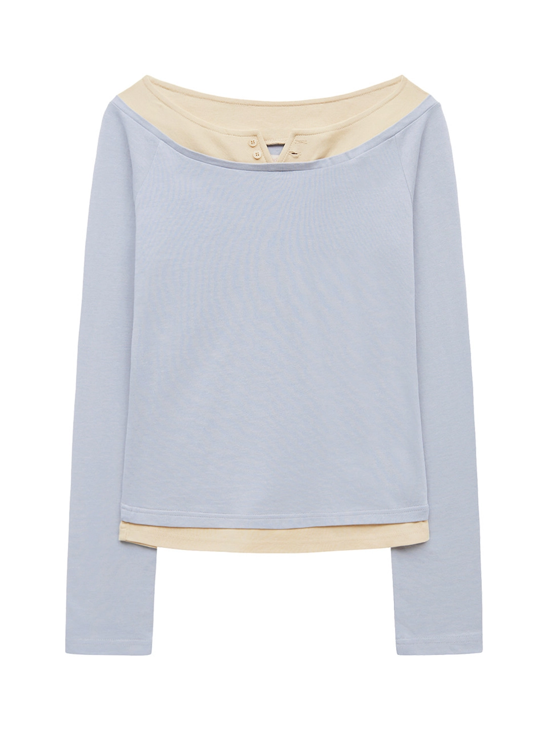 마가린핑거스 OFF-SHOULDER LAYERED T-SHIRT (LIGHT BLUE) 상품 이미지 1