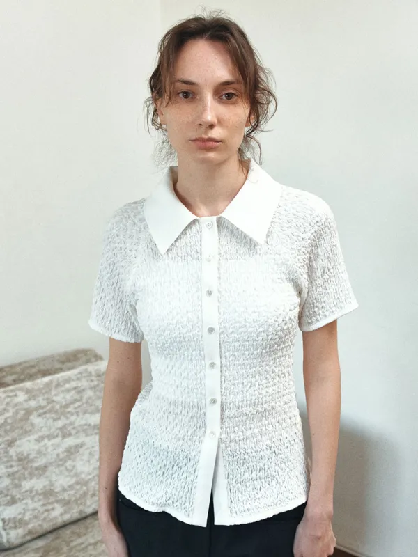 TIS CRINKLE SLIM FIT SHIRT_WHITE