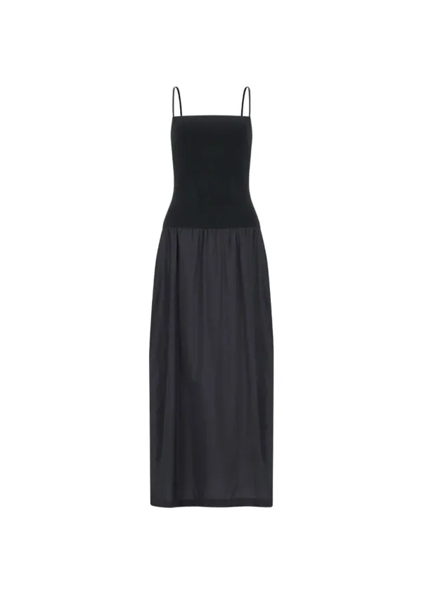 Nylon Knit Maxi Dress, Charcoal