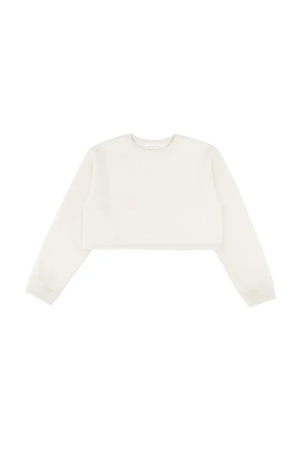 [기모 원단] ee Logo Cropped Sweatshirt (sand beige)