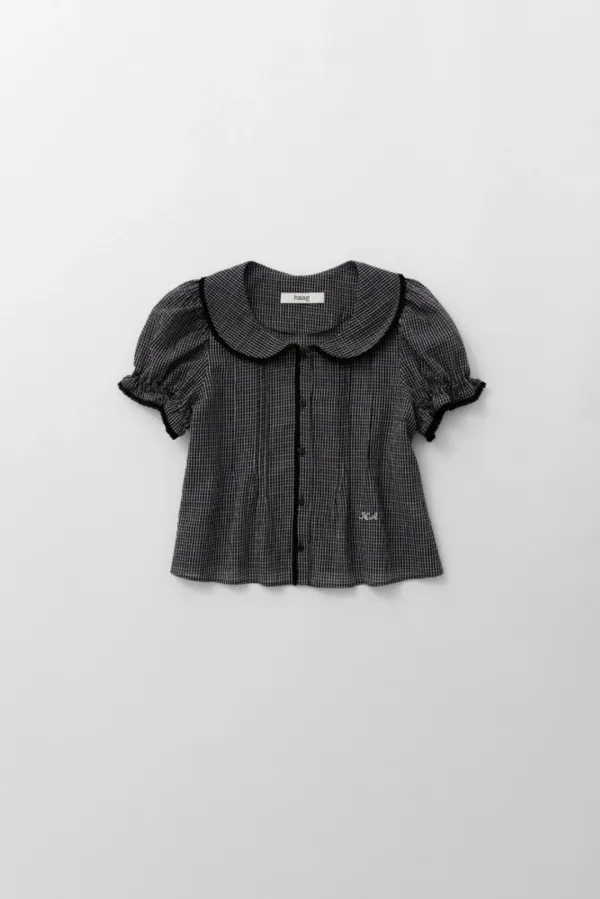 4th) a lacy blouse (black check)