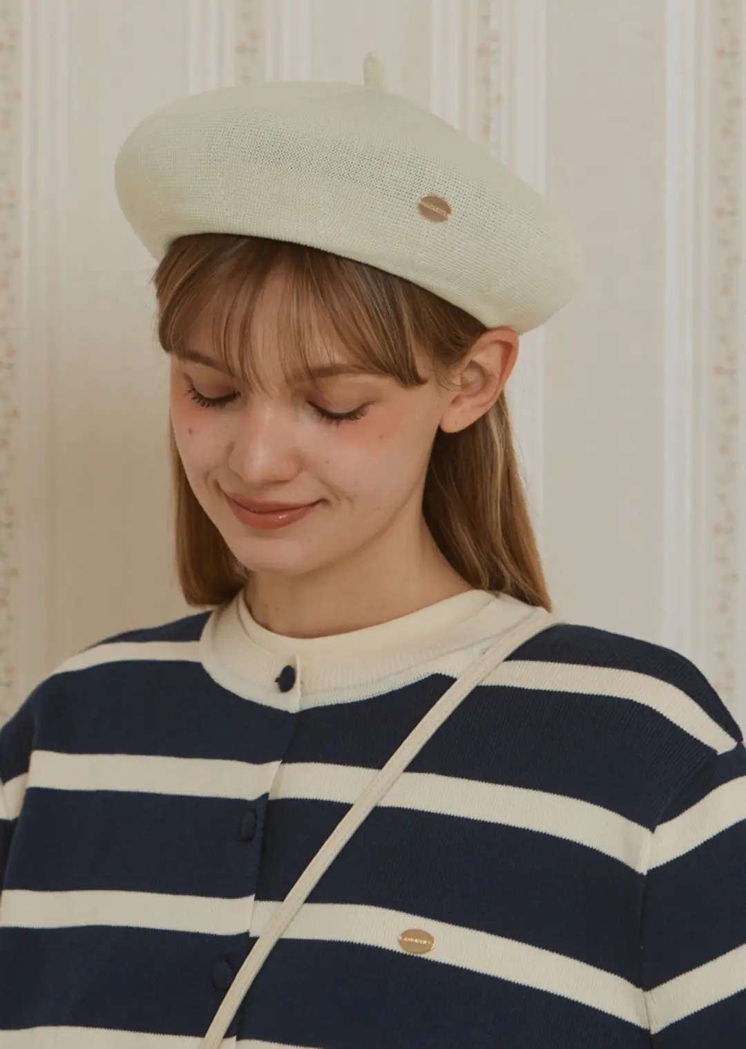 아노에틱 GOLD LOGO BASIC BERET_IVORY 상품 이미지 1