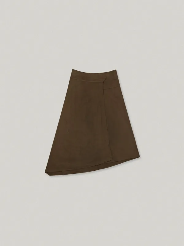 Mute Suede Unbalance Skirt - Dark Brown뮤트 스웨이드 언발란스 스커트