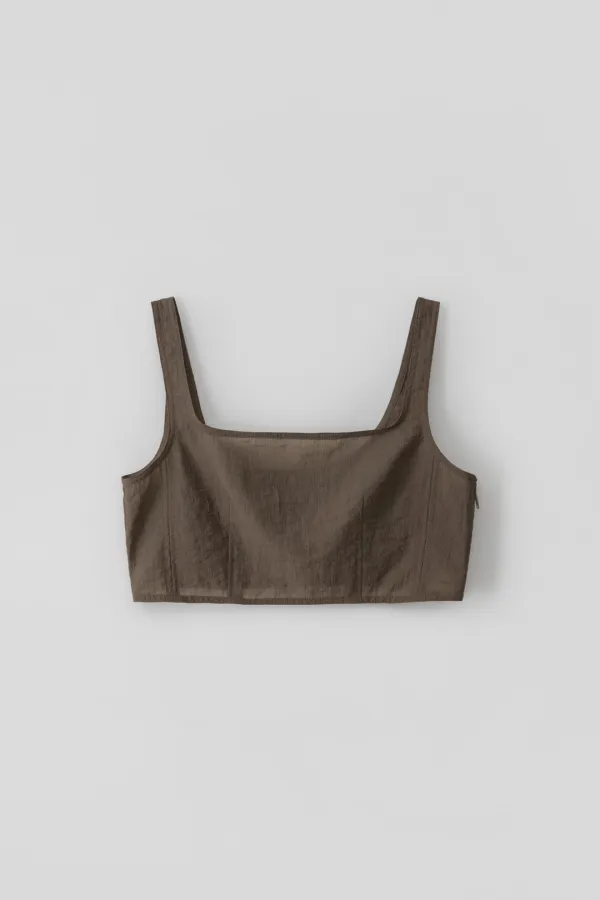 Sheer Square Top_Brown