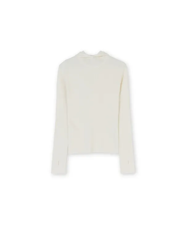 W Hood Knit, Ivory