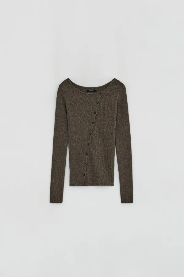 DIAGONAL BUTTON KNIT