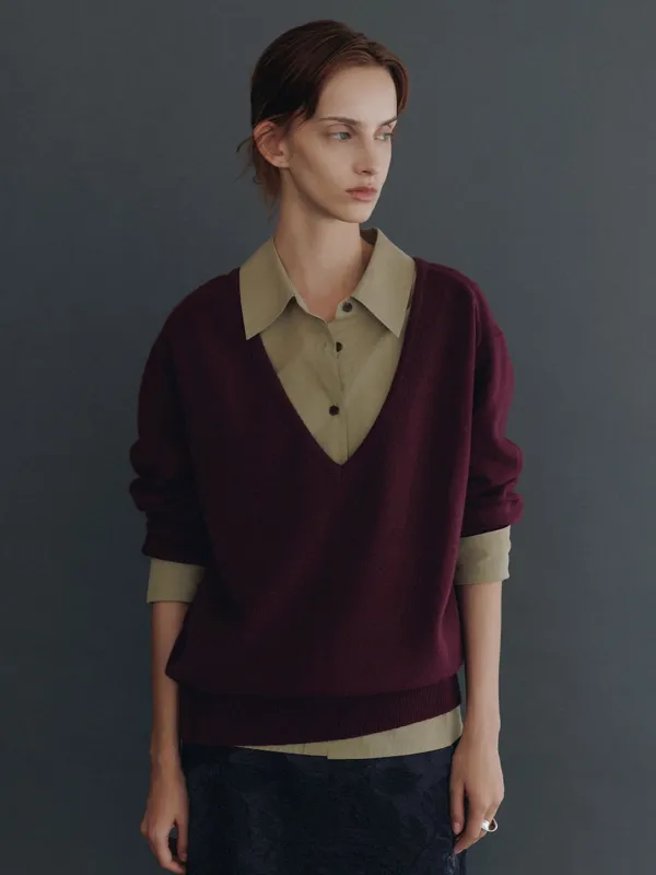 [PURPLE 10/8 예약배송]2-Way Deep V-neck Knit Pullover SK6WP988_2color