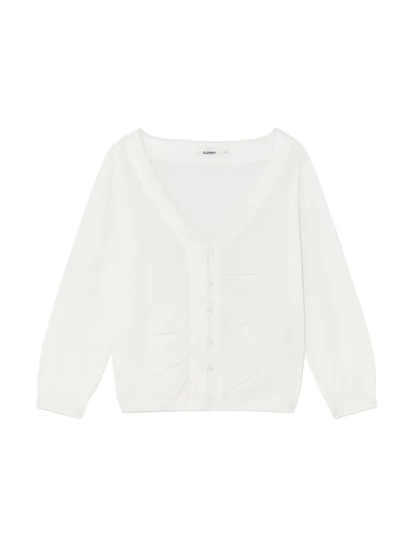 SHERBET V-NECK FRINGE CARDIGAN (IVORY)