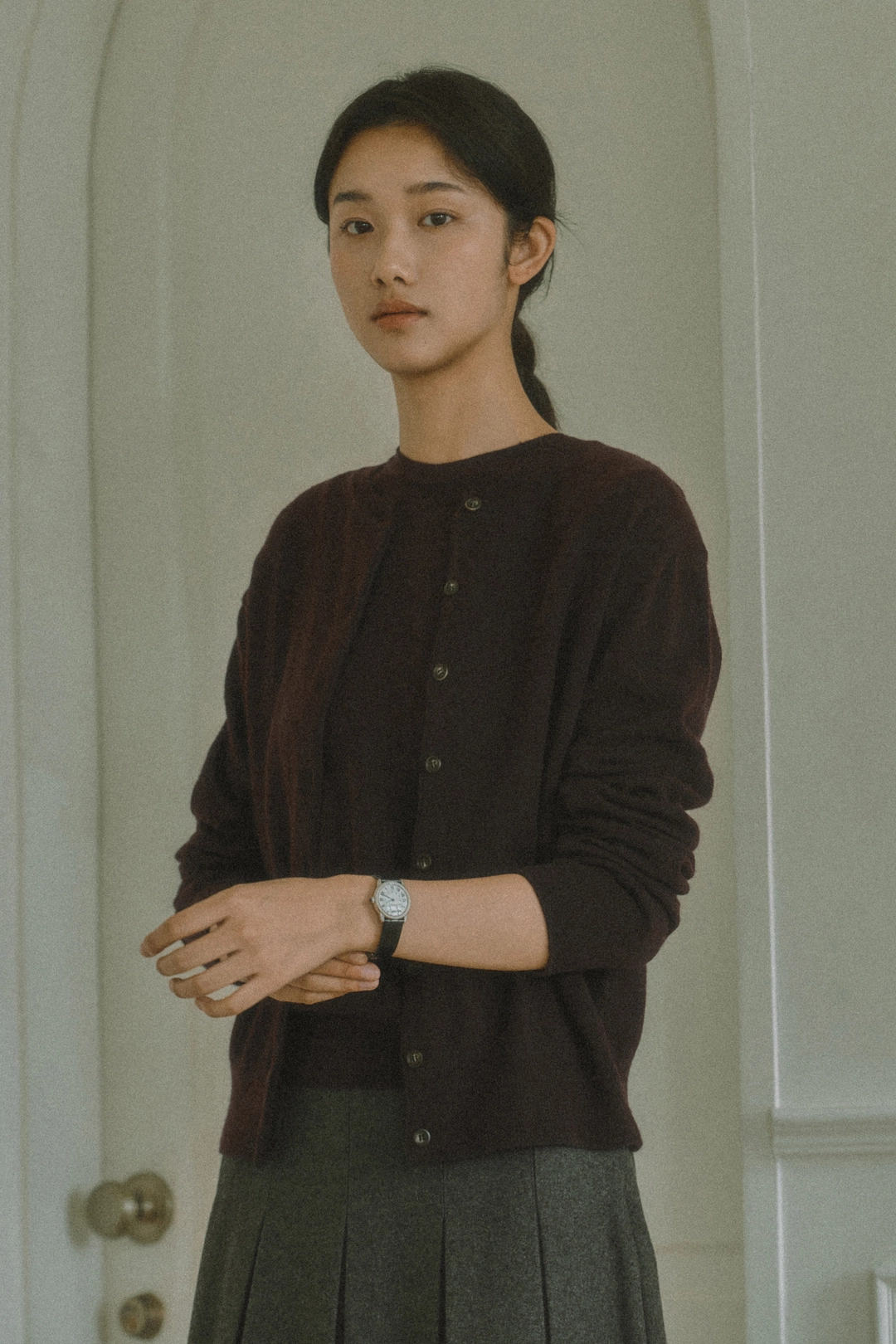 세이지먼트 EMMVE KNIT CARDIGAN_WINE 상품 이미지 2