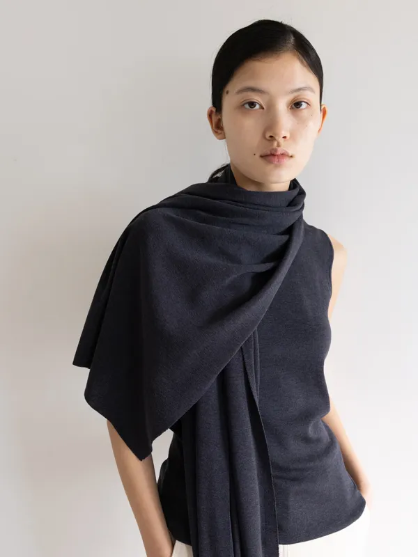 SILK AND WOOL BLEND MUFFLER [LIGHT GREY, DARK GREY]