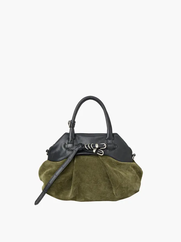 SOFT GRANDMA LAYERED MINI BAG_dark olive suede