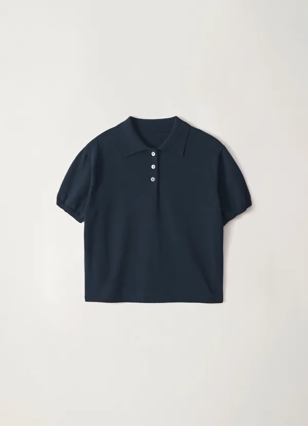 2ND / Cotton knit polo (Navy)