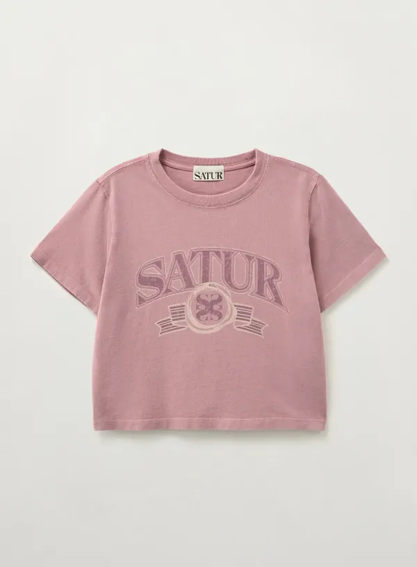 (W) Arch Logo Pigment Washed T-shirt - Pink