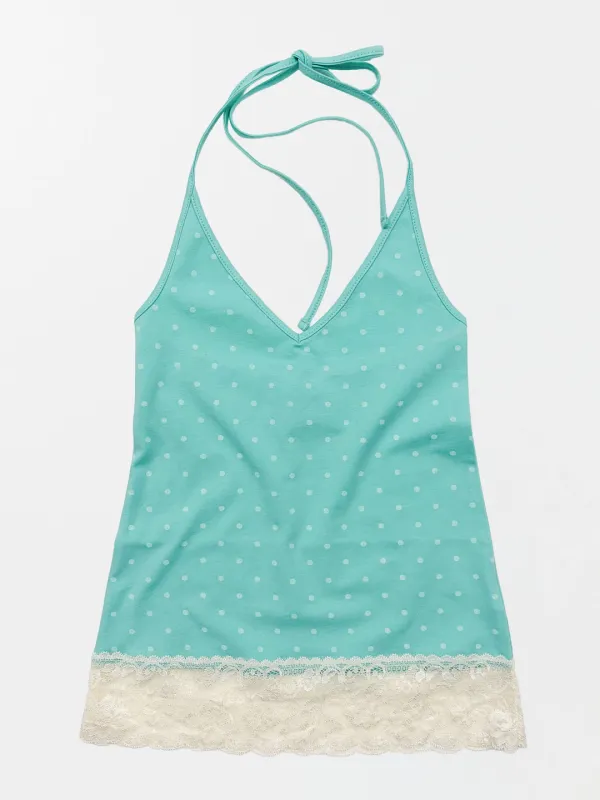 Dot Lace Halter Top Miami Blue