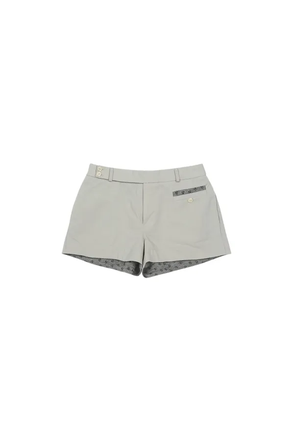 FLORAL DETAIL COTTON SHORTS, KHAKI GRAY