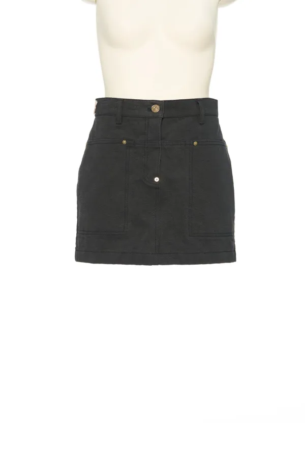 FW25 UNDERLINE BLACK POCKET DESIGNED MINI SKIRT