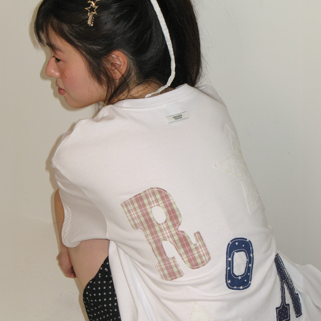 론론 RON PATCH MIXED APPLIQUE OVER FIT T SHIRT WHITE 상품 이미지 2