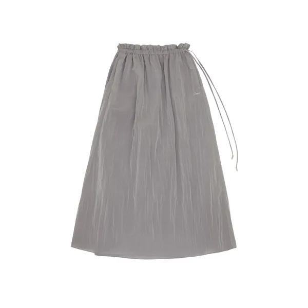 Frill Waist Long Skirt (space silver)