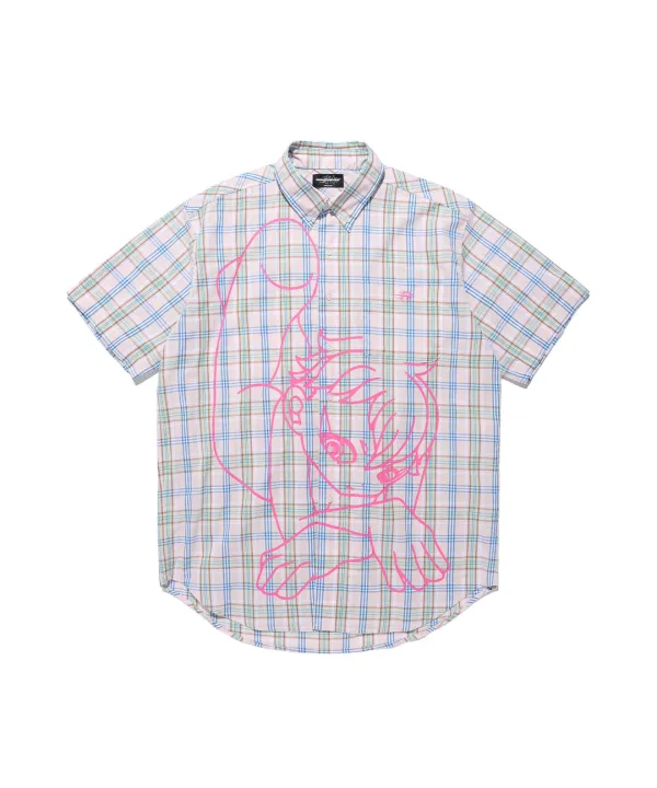 [6/10  pre-order]angel check big big half shirt[pink]
