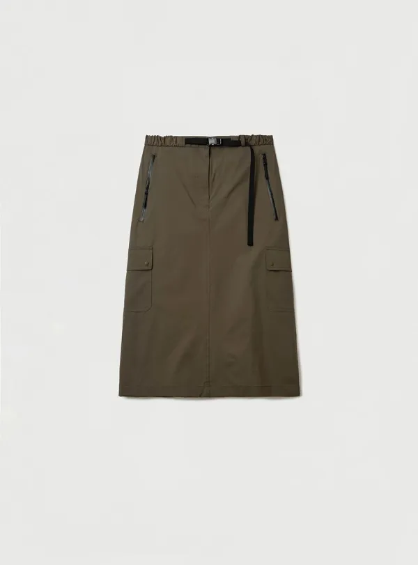 NYLON CARGO SKIRT - KHAKI