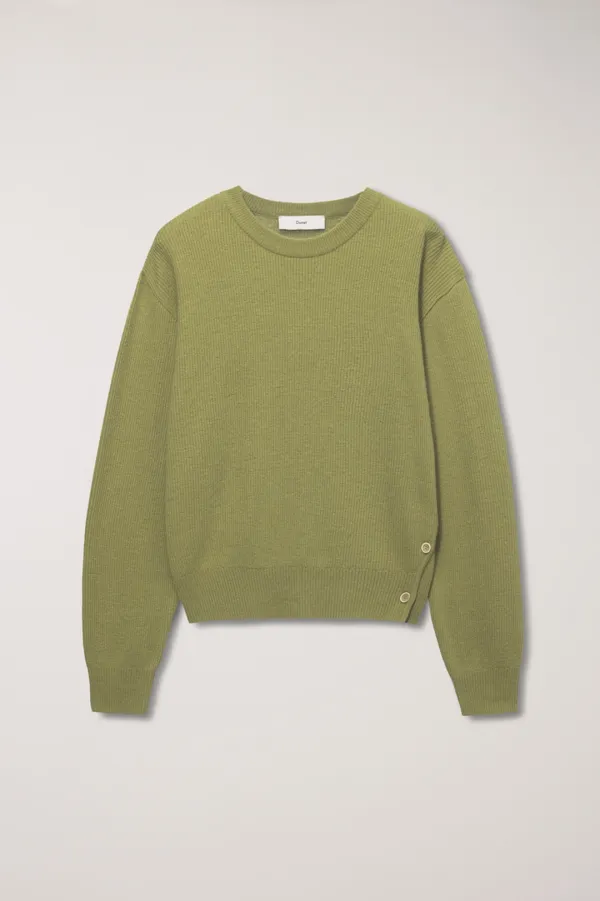 UNISEX BUTTONED CREWNECK SWEATER OLIVE_UDSW6A107K1