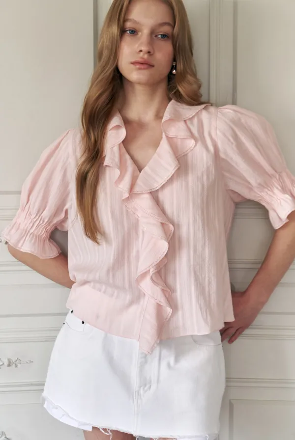 Lora Ruffle Lace Blouse (Peach)