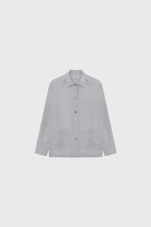 Silky pocket shirt (gray / beige / black)