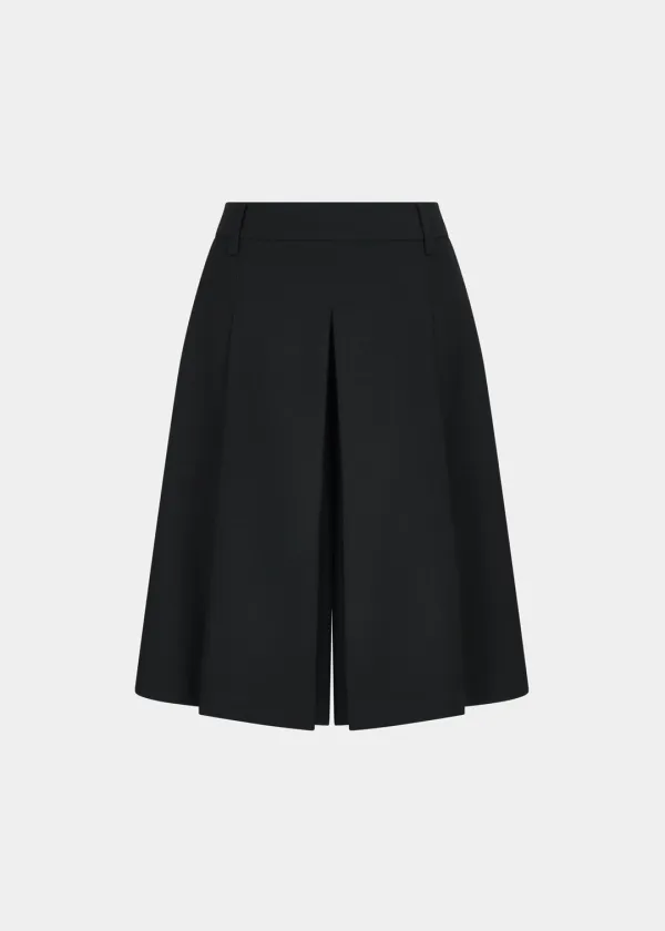 W PLEATS SKIRT FRONT SHORTS - BLACK