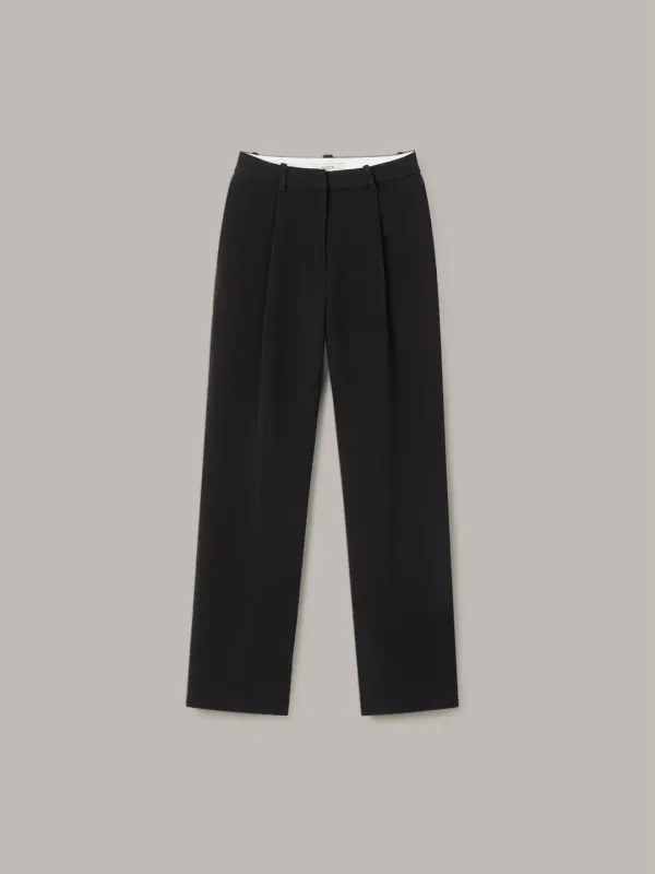 Double one tuck slacks (Black)