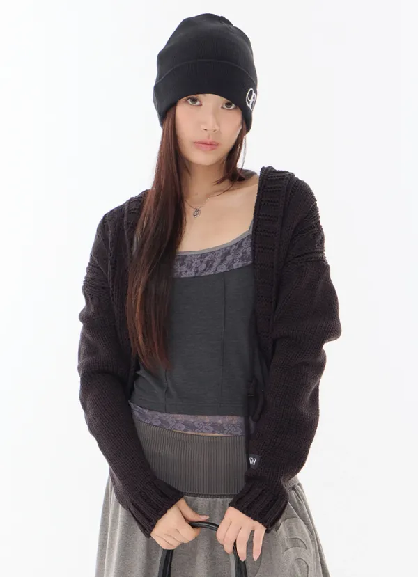 BRAID SHAWL CARDIGAN / BLACK