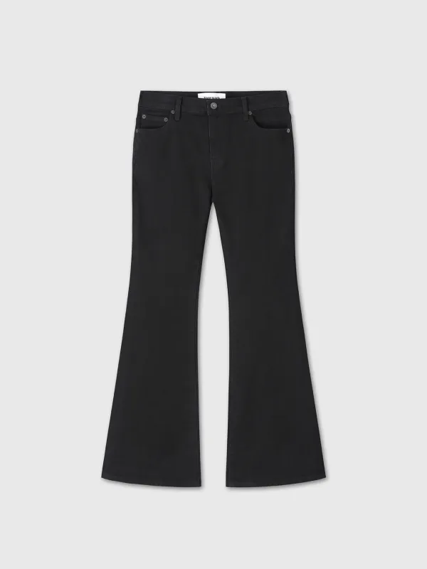 (W) LOW-RISE DENIM BOOTCUT TROUSERS_ WASHED BLACK