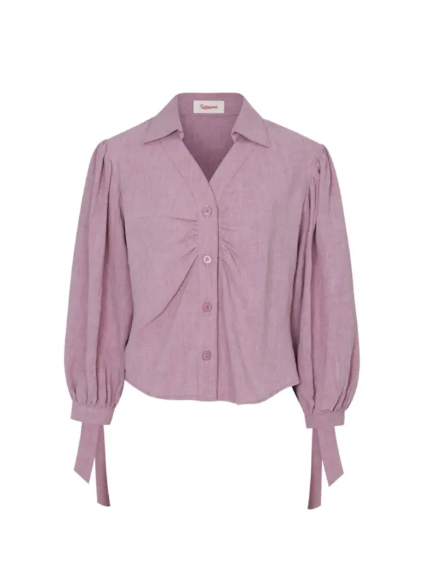 Wrinkle Puff Blouse (Purple)