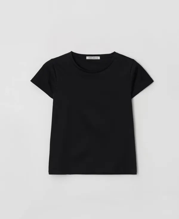 Silket Cotton Half Tee_BLACK